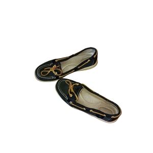 Sperry Black & Gold Sparkly Top Sliders Size 8